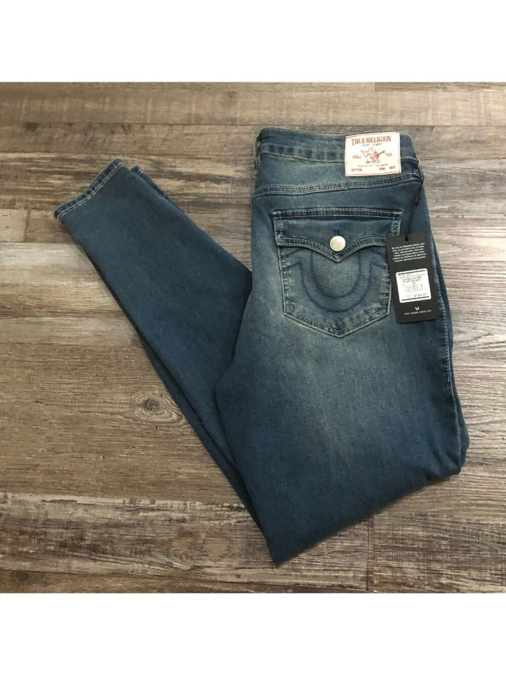 True Religion Jennie Flap Skinny Jeans Womens 32x30 Blue Jeans New $164 Tags
